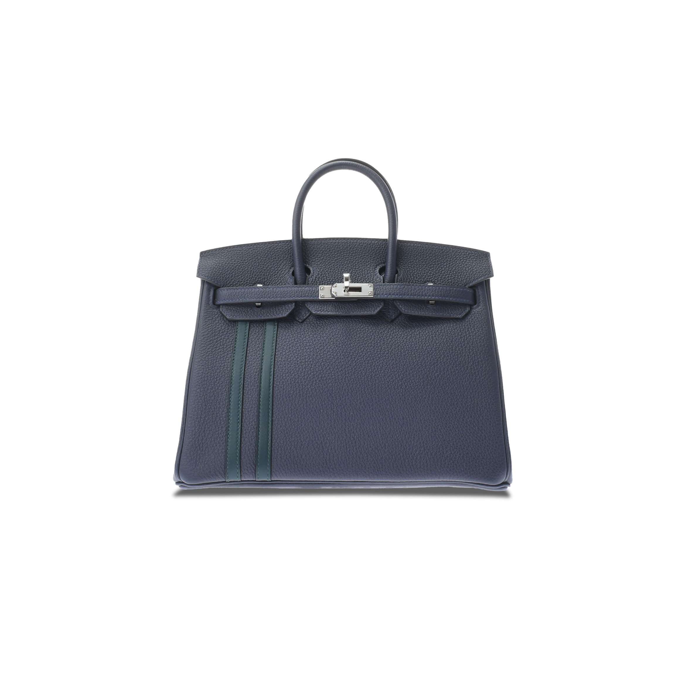 HERMES MASTER BIRKIN 25 TOGO LEATHER SAPPHIRE BLUE AND PEACOCK GREEN SILVER BUCKLE 476967 (25*20*13cm)